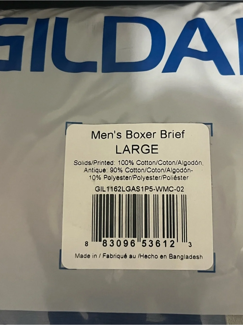 Gildan Men's Boxer Brief Size Large 5-Pack 100% Cotton